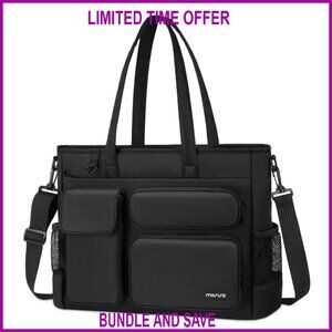 Large Capacity Laptop Tote Bag with Cup Holder & Back Belt for Work Travel